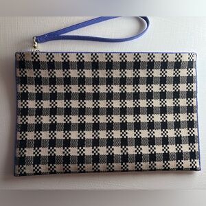 Rothy's Black and White Checkered Wristlet with Peri border / wristlet